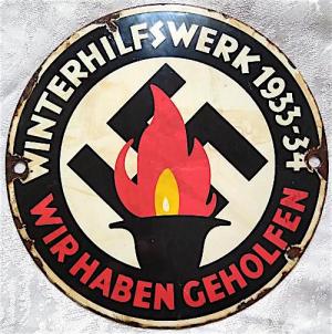 WW2 GERMAN NAZI NICE EARLY 1933-1934 RELIC FOUND Winterhilfswerk (ADOLF HITLER NAI PARTY NSDAP FINANCE EVENT) WALL SA PANEL SIGN