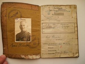 WW2 GERMAN NAZI NICE HEER ARMY SOLDBUCH ID WITH MANY ENTRIES AND THIRD REICH STAMPS - RADOM