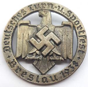 WW2 GERMAN NAZI RARE Breslau Wrocław 1938 sports badge WITH REICH EAGLE & SWASTIKA