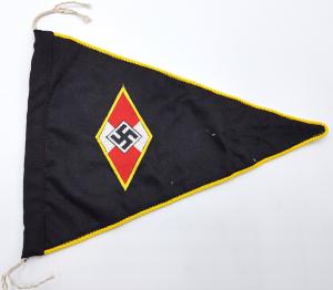 WW2 GERMAN NAZI RARE HITLER YOUTH PENNANT FLAG BOTH SIDES WITH DIAMOND HJ LOGO 