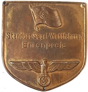 WW2 GERMAN NAZI RARE KRIEGSMARINE NAVAL NAVY Navy SPORTS AWARD - Sailing Honour Prize " Standort-Segel-Wettfahrten Ehrenpreis" BRONZE PLAQUE - UBOAT U-BOAT