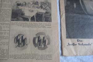 WW2 GERMAN NAZI RARE LOT OF 3 THIRD REICH JOURNAL GAZETTE  WITH The Germanic SS Proficiency Rune Badge & IRON CROSS DEATH NOTICES AND WAR ACTION