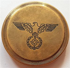 WW2 GERMAN NAZI RARE NSDAP PROPAGANDA LEICA CAMERA LENTIL COVER WITH THIRD REICH EAGLE + SWASTIKA