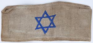 WW2 GERMAN NAZI RARE ORIGINAL JEWISH ARMBAND FROM GHETTO KRAKOW WITH BLUE STAR OF DAVID - JEW JUDE JOOD JUIF