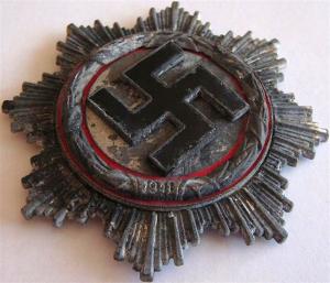 WW2 GERMAN NAZI RARE RELIC FOUND GERMAN CROSS AWARD MEDAL IN SILVER NO PRONG 1941