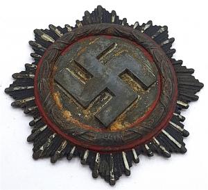 WW2 GERMAN NAZI RARE RELIC GROUND DUG FOUND III REICH AWARD GERMAN CROSS IN GOLD MEDAL MARKED