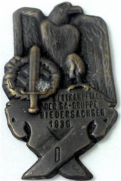 WW2 GERMAN NAZI RARE THIRD REICH HITLER NSDAP / SA PIN 1936