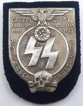 WW2 GERMAN NAZI RARE WAFFEN SS EARLY TOTENKOPF PANZER gruppe west frankfurt badge 1933