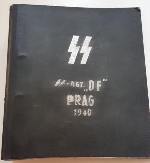 WW2 GERMAN NAZI UNIQUE WAFFEN SS DOCUMENT HOLDER BINDER WAFFEN SS REGIMENT FROM PRAGUE 1940