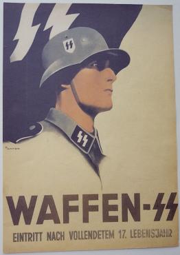 WW2 GERMAN NAZI VERY RARE UNISSUED WAFFEN SS RECRUITMENT POSTER