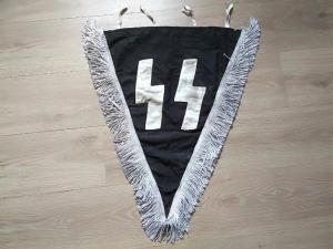 WW2 GERMAN NAZI WAFFEN SS PENNANT FLAG DATED 1939 TOTENKOPF PANZER CAR