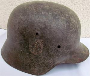 WW2 GERMAN NAZI WAFFEN SS RELIC FOUND M35 SINGLE DECAL HELMET SHELL