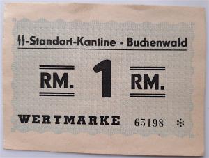 WAFFEN SS STANDORT KANTINE RM. 1 MONEY COUPON CONCENTRATION CAMP BUCHENWALD SS