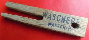 WW2 GERMAN NAZI WAFFEN SS WOODEN CLOTH HANGER MARKED " WAFFEN SS "