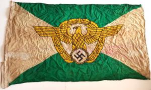 WW2 GERMAN NSZI RARE MARKED WAFFEN SS GESTAPO POLICE DOUBLE SIDES FLAG 1940 MUNCHEN POLIZEI
