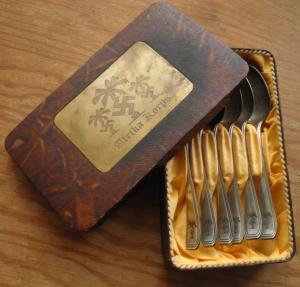 Afrika Korps nice set of 6 tea spoons silverware original case ak wehrmacht waffen ss