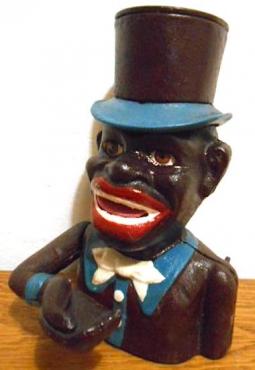 Cast Iron Jolly Negro Man Mechanical Bank John JE Stevens negger vintage toy coin BLACK MEMORABILIA RARE