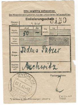 Concentration camp Auschwitz Birkenau inmate's public transfer notice document KL KZ