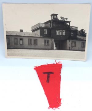 Concentration camp Buchenwald Czech inmate survivor uniform patch red triangle