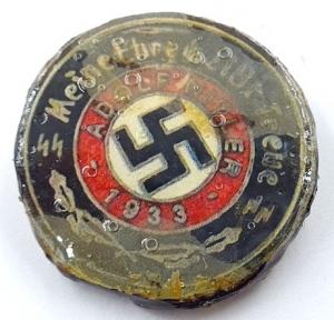 Early Waffen SS NSDAP membership badge Adolf Hitler pin