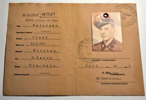 RARE Waffen SS Totenkopf division flip ID Ausweis with photo & German polizei stamps