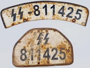 Waffen SS Totenkopf Panzer division motocycle matched set of licences stamped - relic found in Russia