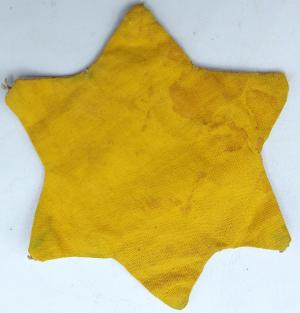 Worn blank larger Star of David from Poland Jew Jewish patch holocaust Getto Ghetto VERY RARE VARIATION