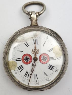 WW1 Veteran & WW2 Thirs Reich NSDAP leader pocket watch with wwi iron cross