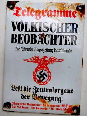 WW2 German Nazi early NSDAP telegram office wall admin metal sign