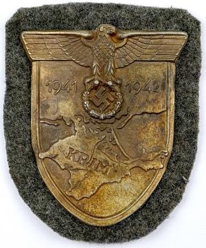 WW2 German Nazi eastern campaign KRIM SHIELD award stamped
