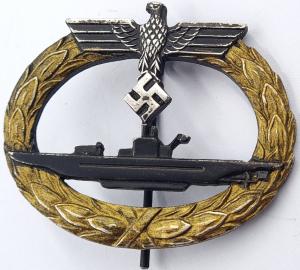 WW2 GERMAN NAZI NAVY KRIEGSMARINE U-BOAT BADGE MEDAL AWARD BY SCHELERSOHN