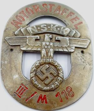 WW2 German Nazi NSKK Motorcycle club of the third Reich rally plate with eagle + Swastika