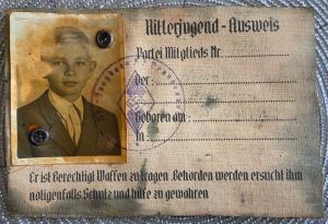 WW2 German Nazi RARE Hitler Youth photo ID ausweis card HJ original stamped