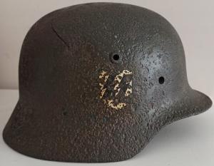 WW2 German Nazi RARE Waffen SS M35 double decals helmet shell battlefield found