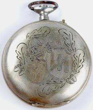 WW2 German Nazi RARE WAffen SS DAS REICH division engraved pocket watch silverware original hitler totenkopf