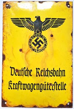 WW2 German Nazi Third Reich official transport train DEUTSCHE REICHSBAHN metal wall sign