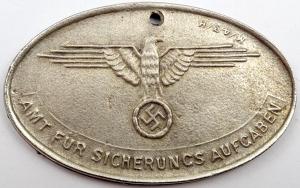 WW2 German Nazi Waffen SS Gestapo Danzig police metal Ausweis ID badge by RZM