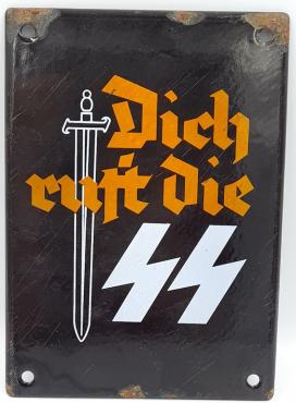 WW2 German Nazi Waffen SS recruitment wall metal sign poster original for sale