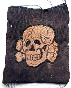 WW2 German Nazi Waffen SS Totenkopf skull cloth insignia for M43 cap tropical Bevo