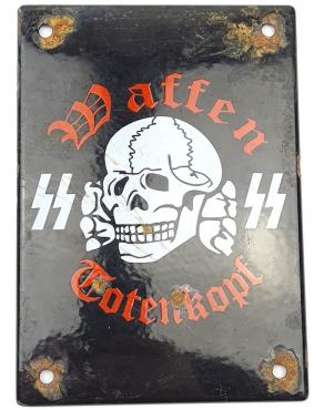 WW2 German Nazi Waffen SS Totenkopf wall metal sign for recruitement original for sale