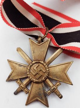  WW2 German Nazi War Merit Cross with words medal award Wehrmacht - Waffen SS