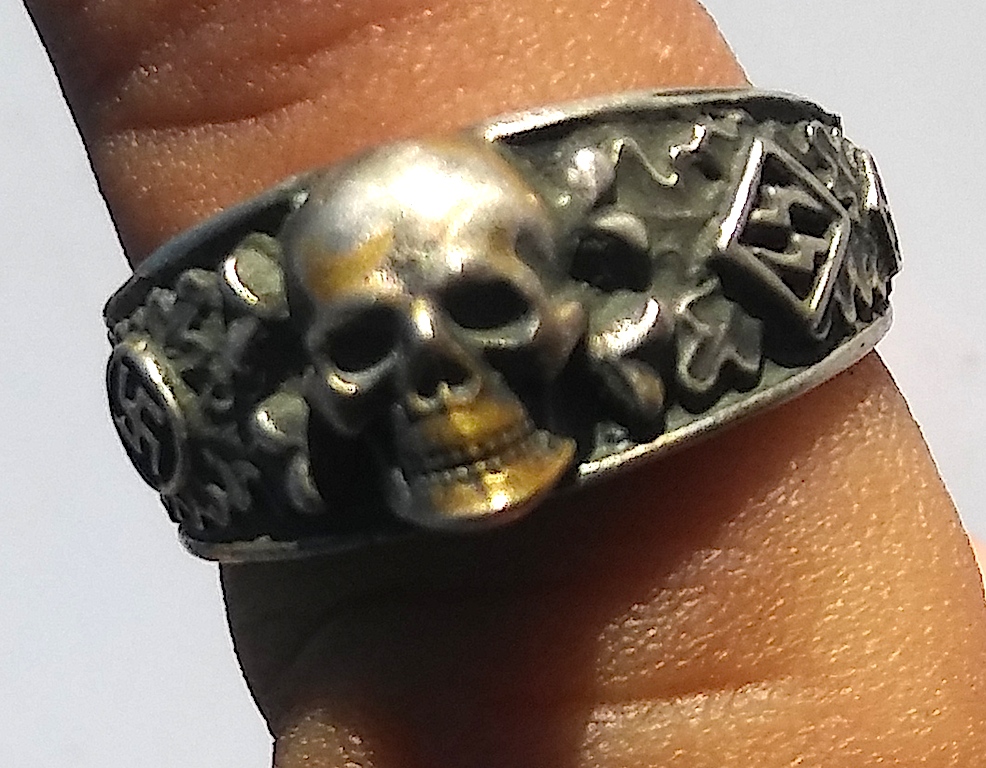 Ww2 German Nazi Waffen Ss Totenkopf Division Skull Amazing Original Ss Ring Runes Swastika Engraves 8 