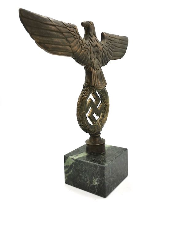 WW2 GERMAN NAZI LARGE NSDAP MARBLE BASE THIRD REICH DESKTOP EAGLE MARKED