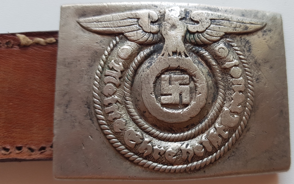 Ww2 German Nazi Amazing Early Emnco Overhoff Oandc Ges Gesch Waffen Ss Belt Buckle With Leather 3834