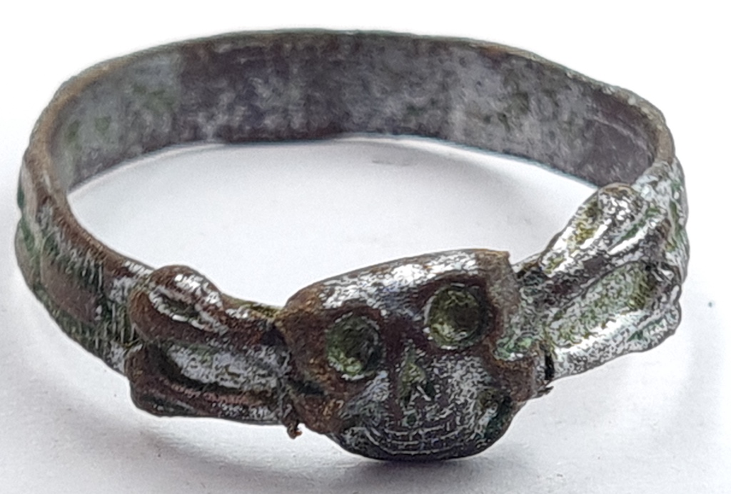 Waffen SS totenkopf skull silver ring relic ground dug found