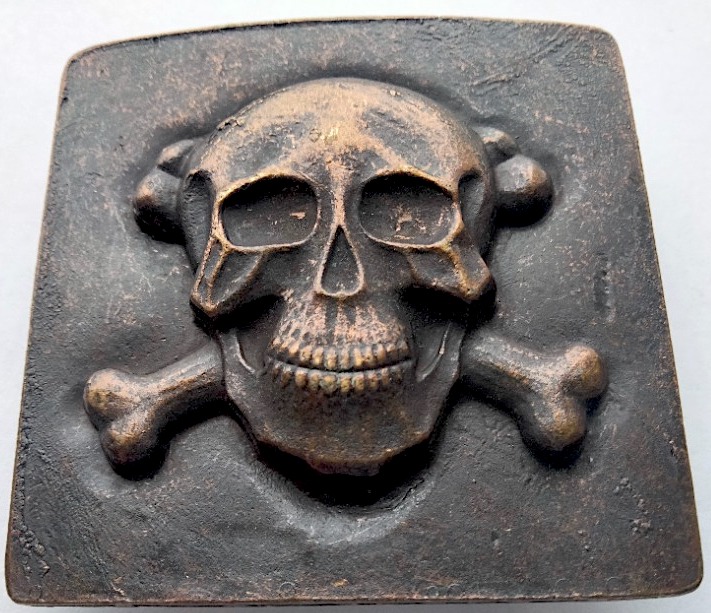 WW1 pre WW2 German prussia totenkopf skull belt buckle, massive