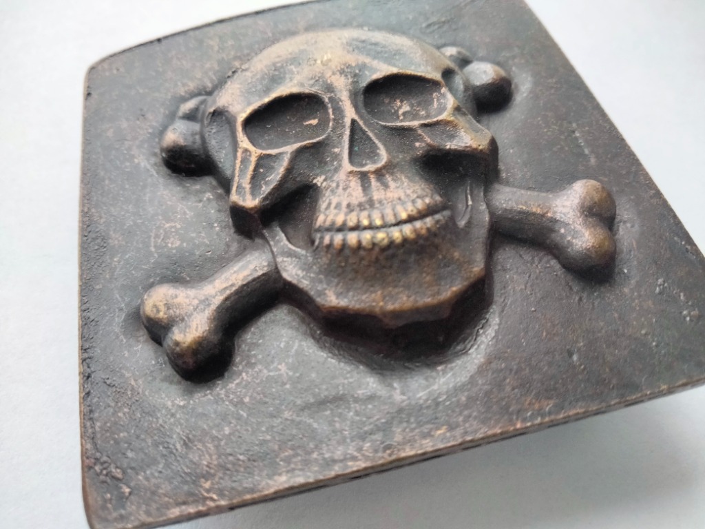 WW1 pre WW2 German prussia totenkopf skull belt buckle, massive