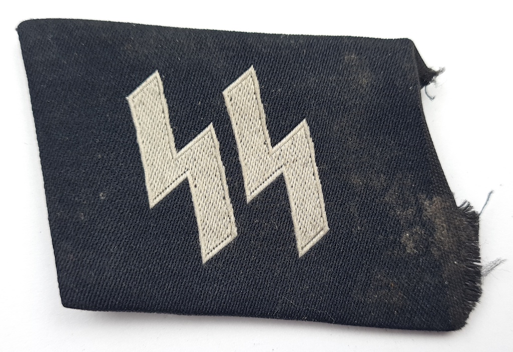 WW2 German Nazi Waffen SS NCO Collar tab set tunic removed damaged