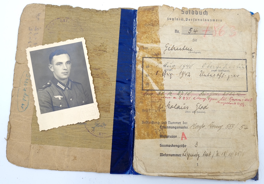 WW2 German Nazi Wehrmacht officer Soldbuch ID with 24 pages of entries ...